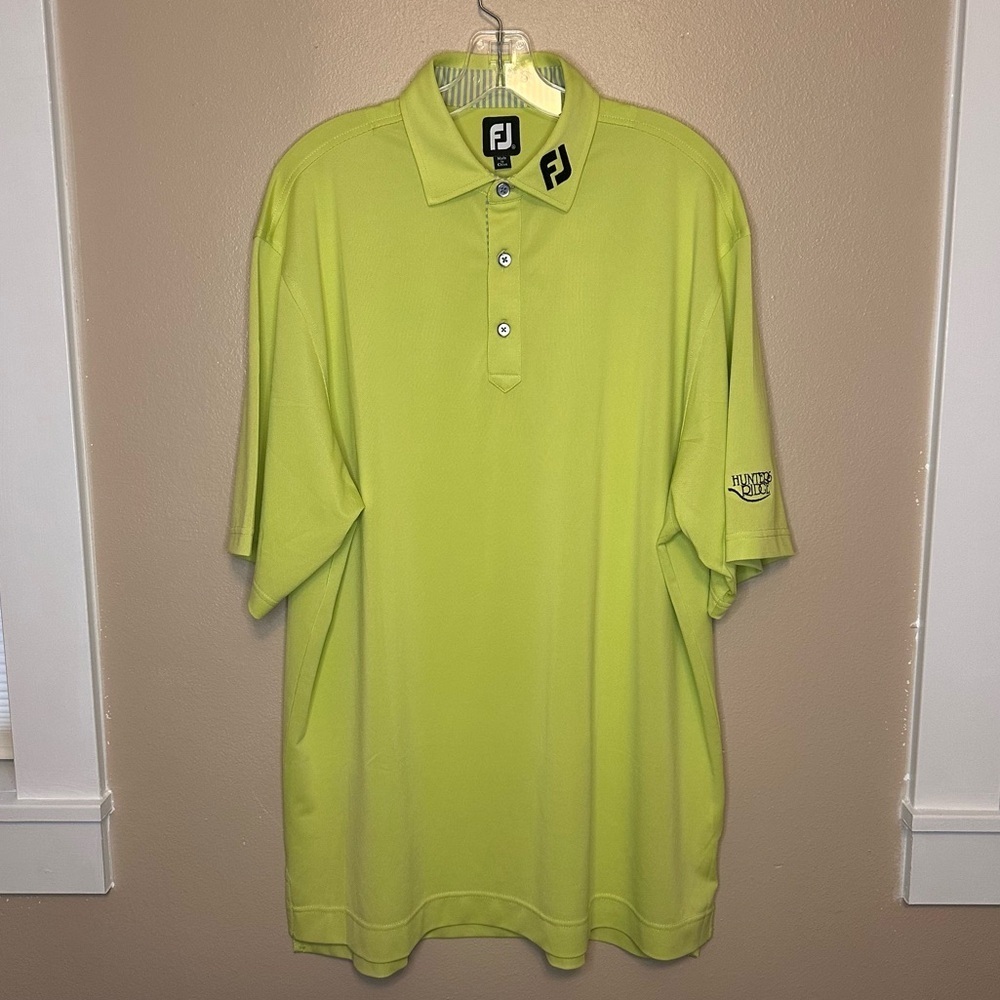 FootJoy Men's Lime Green Polo Golf Shirt Size XL Hunter’s Ridge Logo